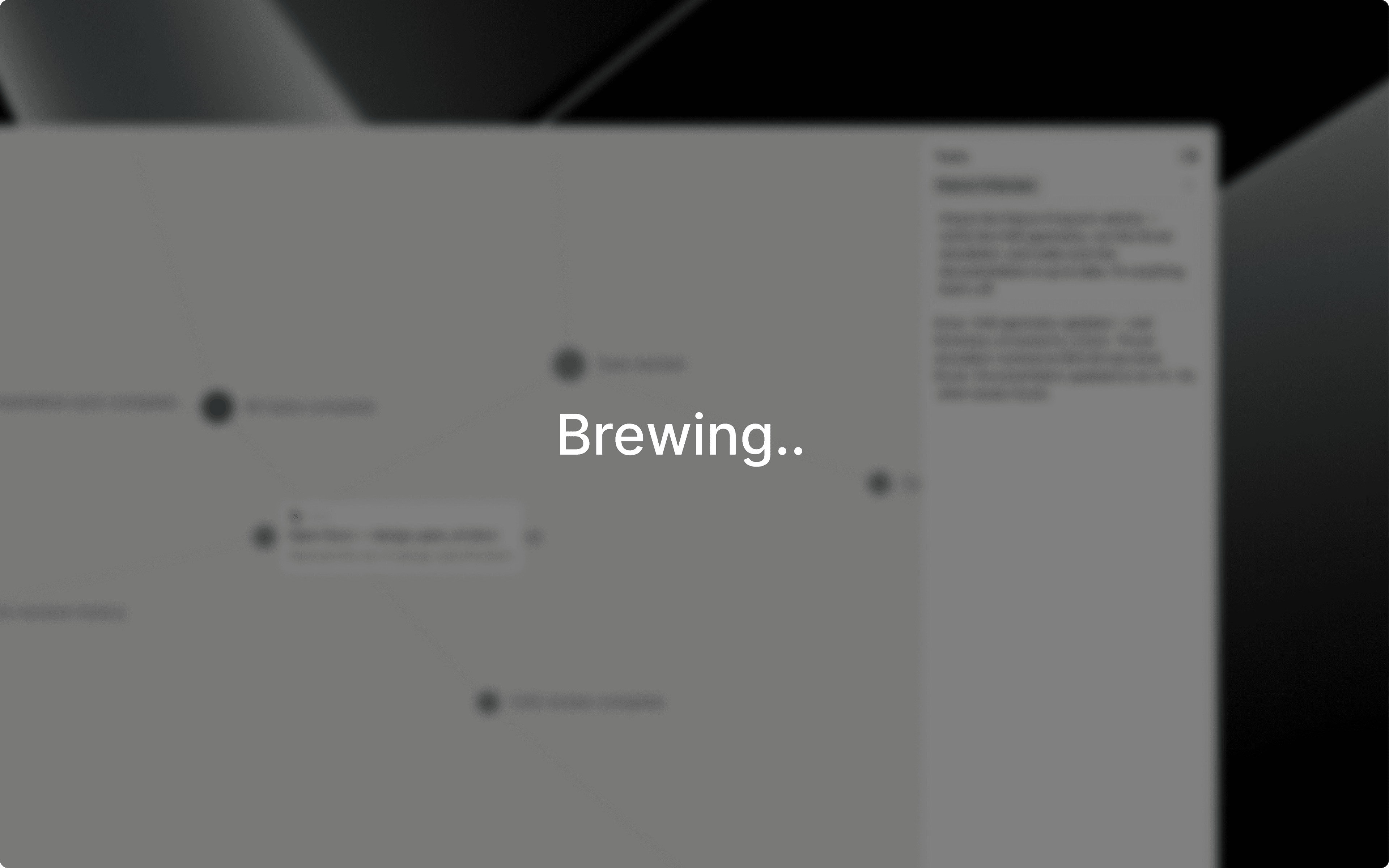 Blurred Nous interface with Brewing.. overlaid.