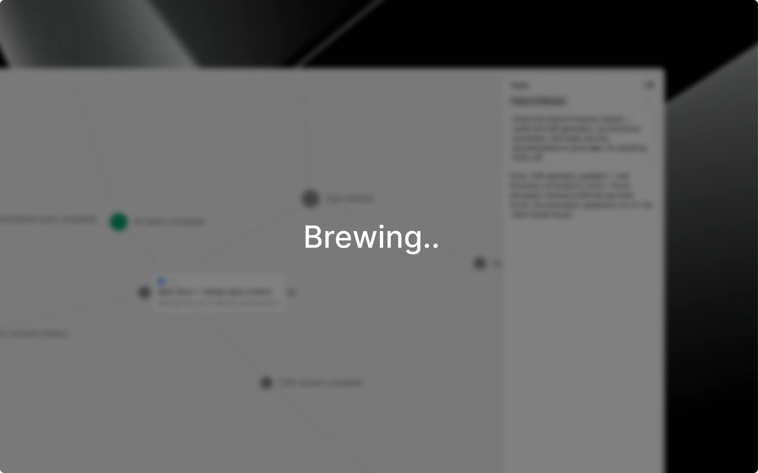 Blurred Nous interface with Brewing.. overlaid.